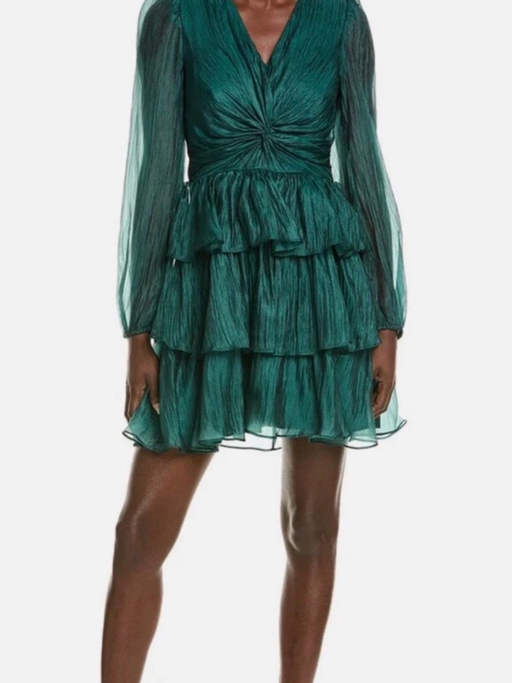 Rachel Parcell Teal Tiered Long-Sleeve Mini Dress